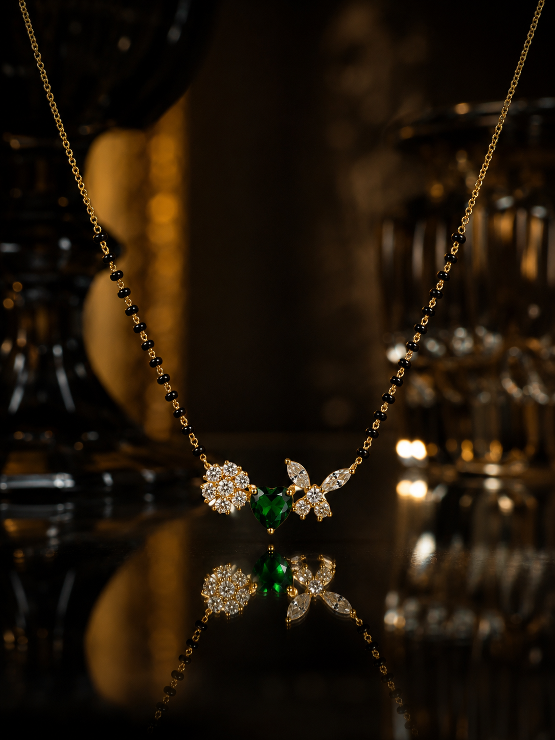 Emerald Heart Floral Mangalsutra
