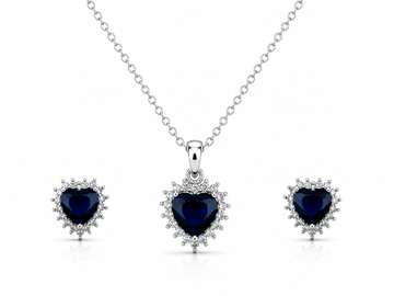 💙 Royal Sapphire Heart Pendant & Earrings Set