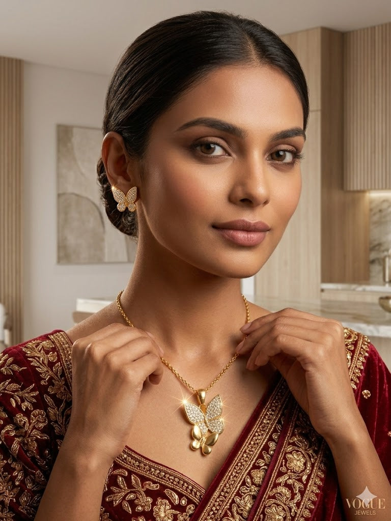 Golden Butterfly Elegance Jewellery Set