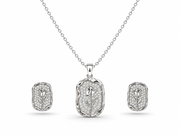 🌷 Elegant Tulip Sparkle Pendant & Earrings Set