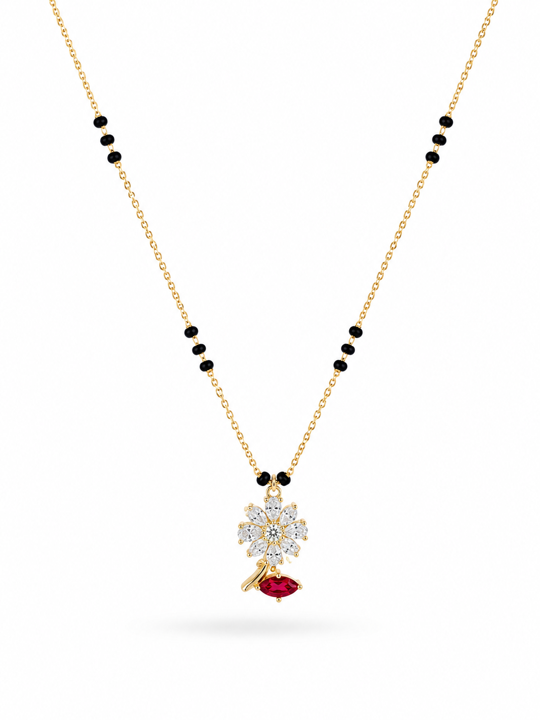 Floral Ruby Drop Mangalsutra