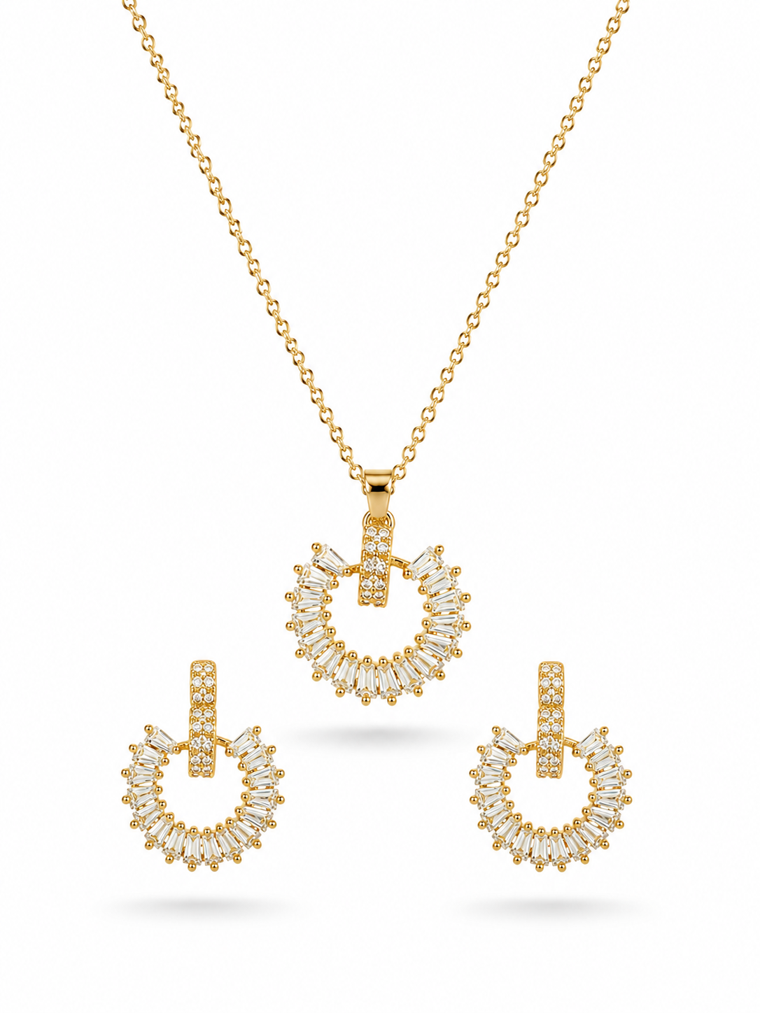 ✨ Radiant Halo Crystal Pendant & Earrings Set