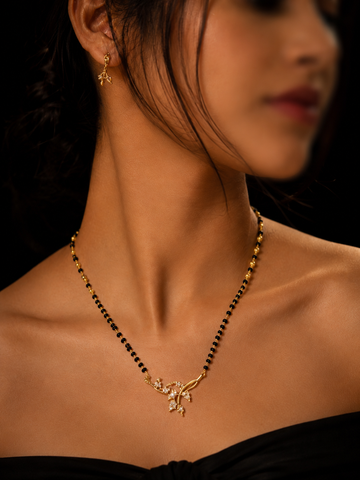Golden Heart Bow Mangalsutra Necklace