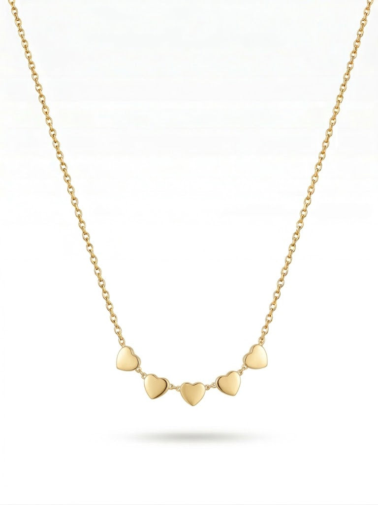Golden Hearts Charm Necklace