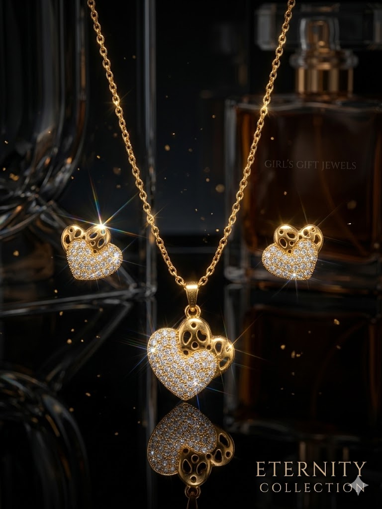💖 Sparkling Heart Elegance Necklace & Earrings Set