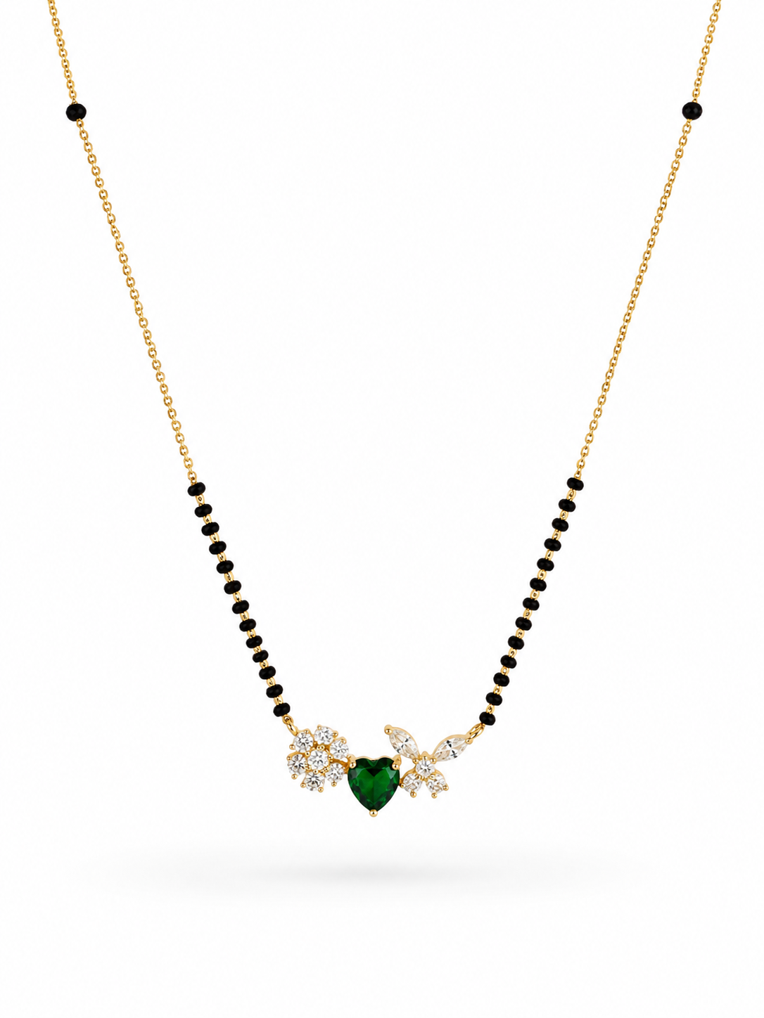 Emerald Heart Floral Mangalsutra