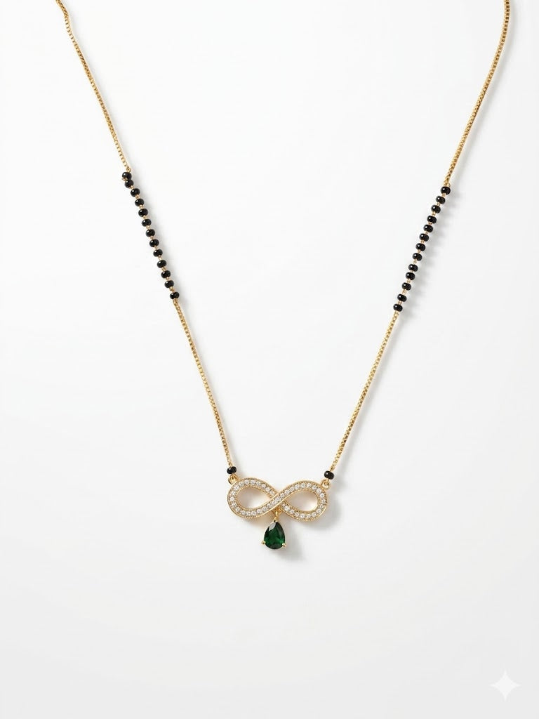 Golden Heart Bow Mangalsutra Necklace