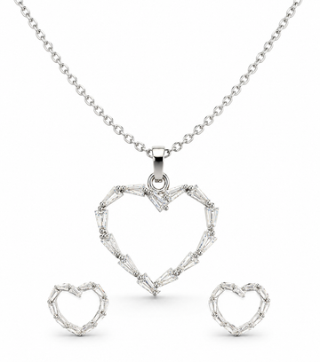 💖 Elegant Open Heart Crystal Pendant & Earrings Set