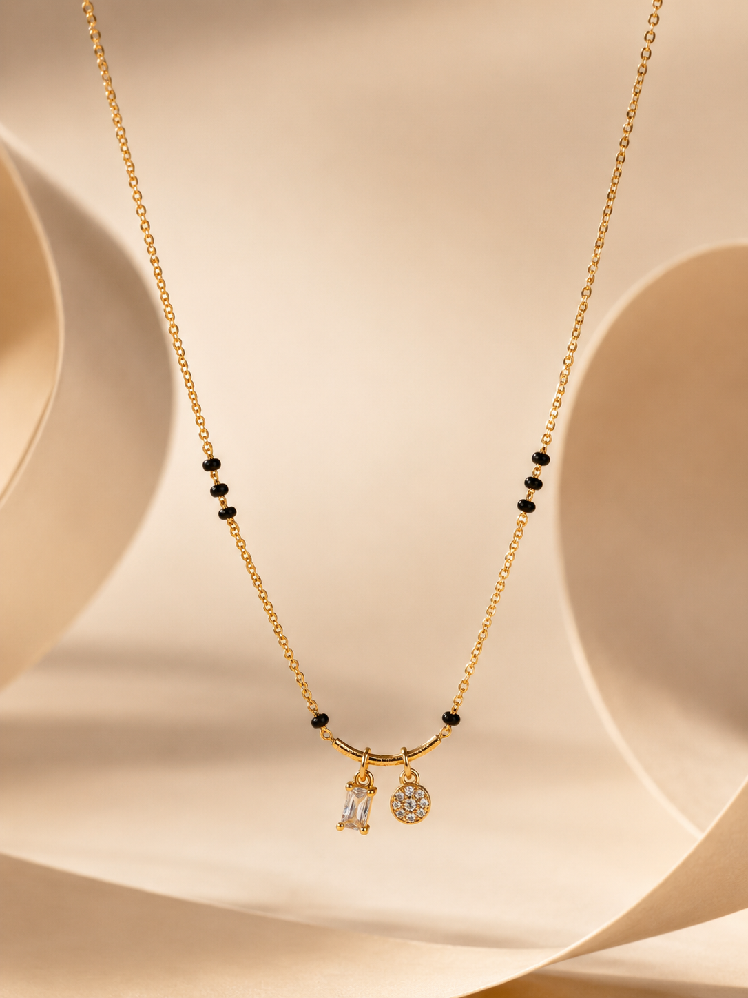 Golden Heart Bow Mangalsutra Necklace
