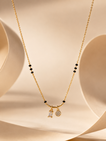 Golden Heart Bow Mangalsutra Necklace