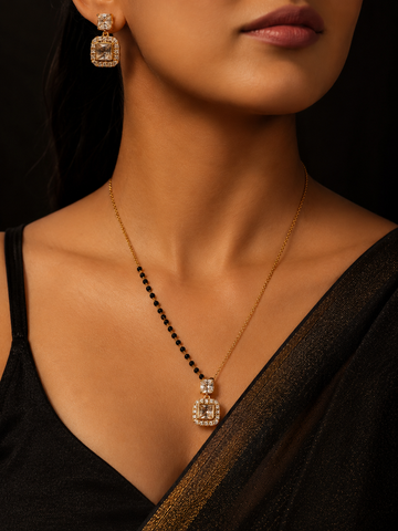 Royal Halo Square American Diamond Mangalsutra