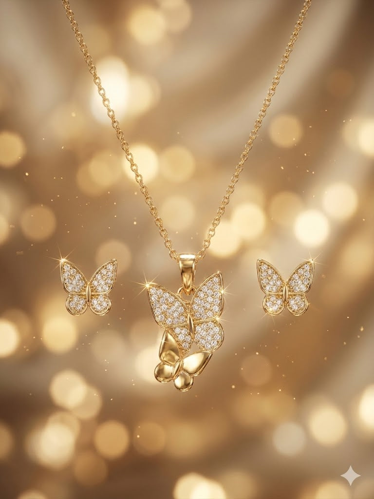 Golden Butterfly Elegance Jewellery Set
