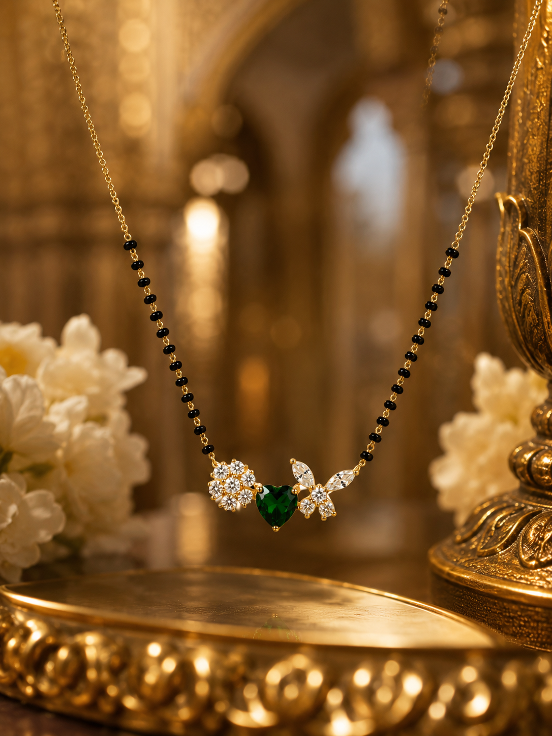 Emerald Heart Floral Mangalsutra