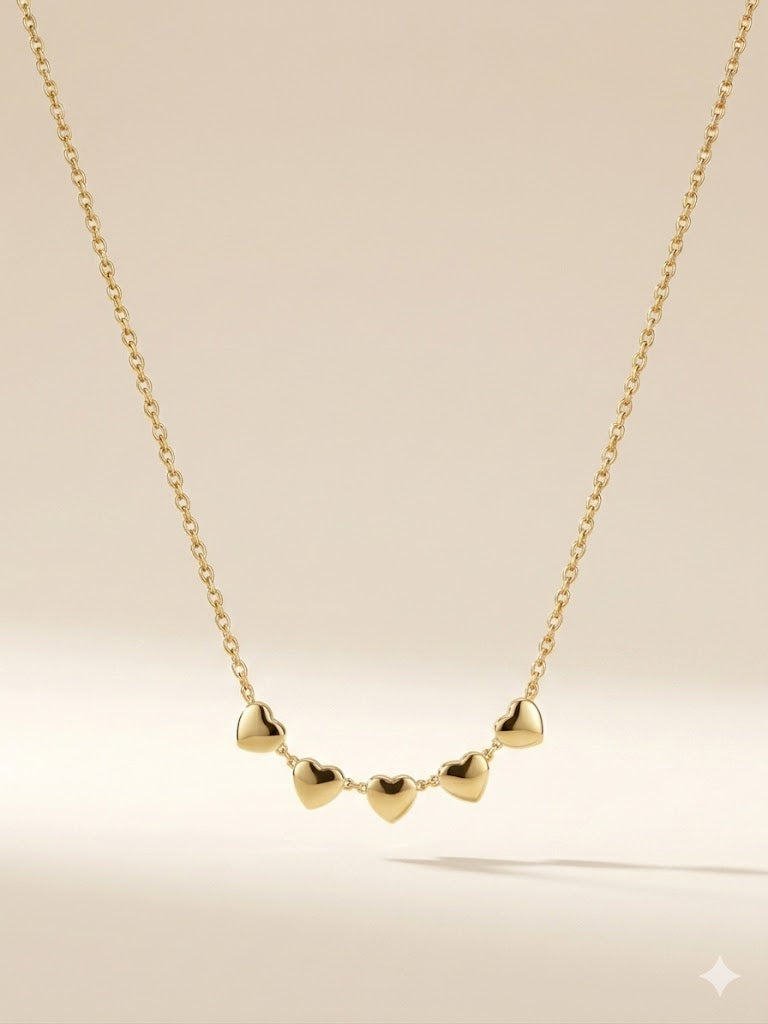 Golden Hearts Charm Necklace