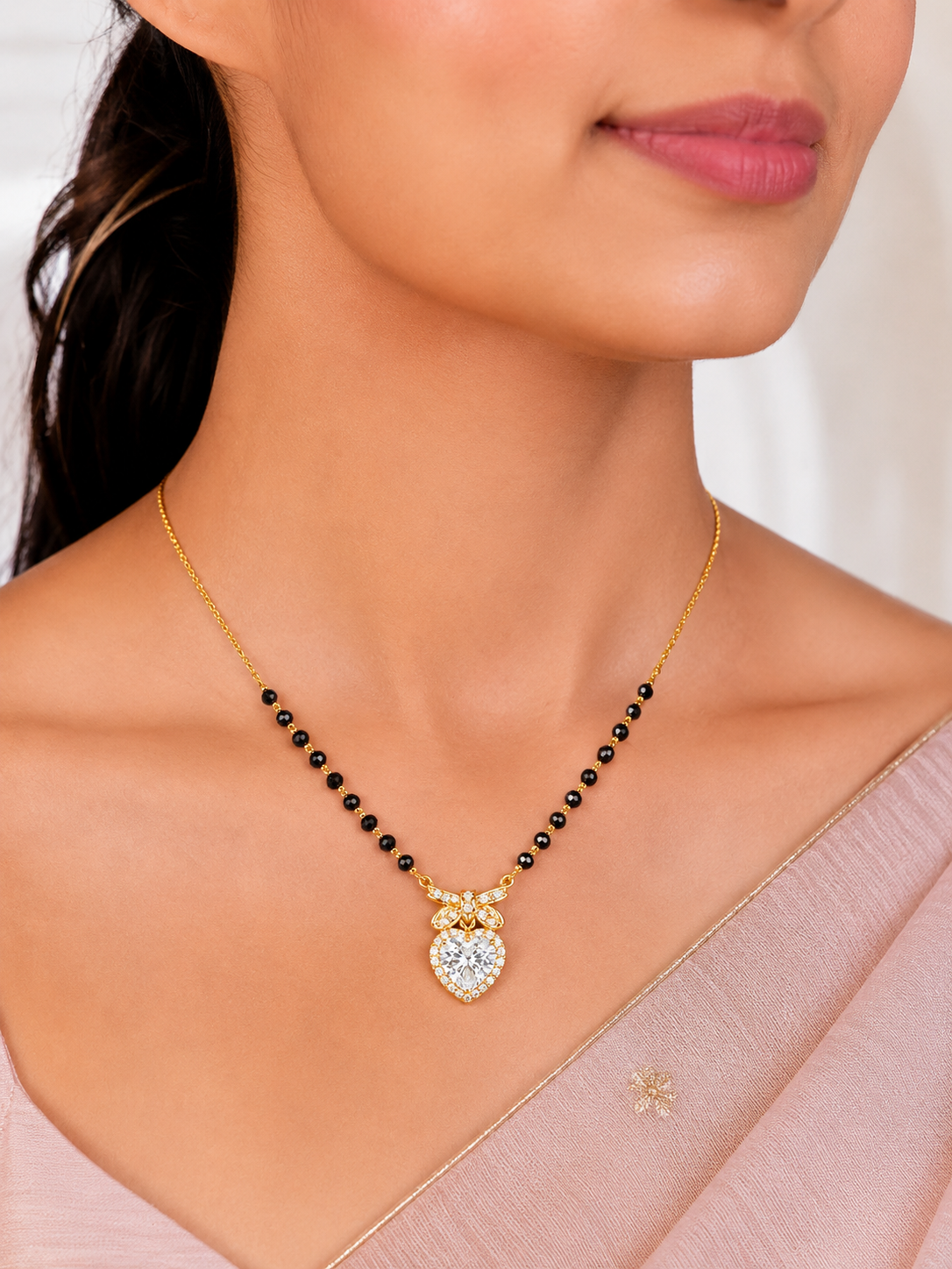 Flutter Heart Charm Mangalsutra