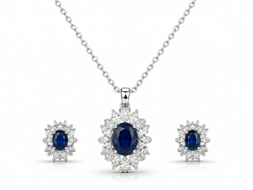 💙 Royal Sapphire Bloom Pendant & Earrings Set