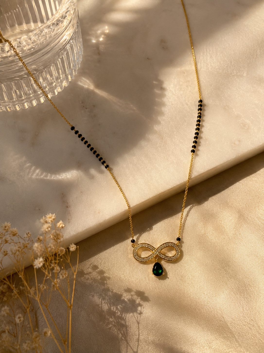 Golden Heart Bow Mangalsutra Necklace