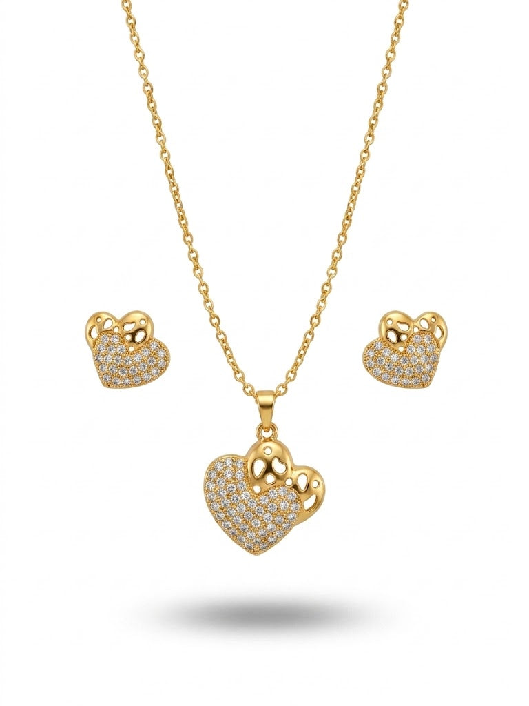 💖 Sparkling Heart Elegance Necklace & Earrings Set