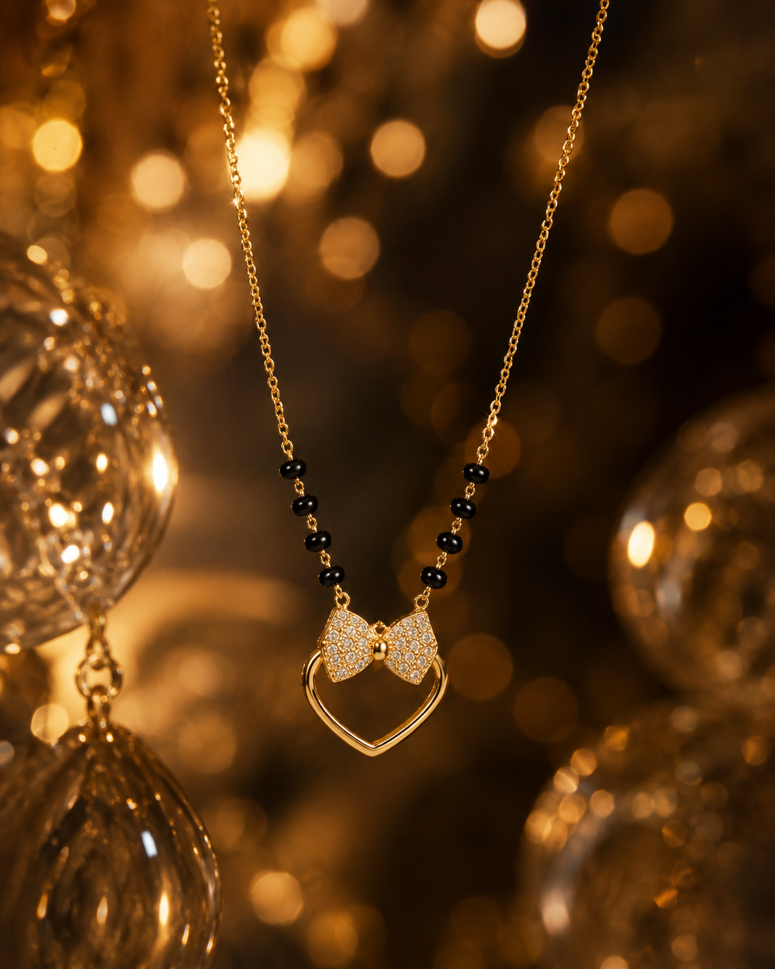 Golden Heart Bow Mangalsutra