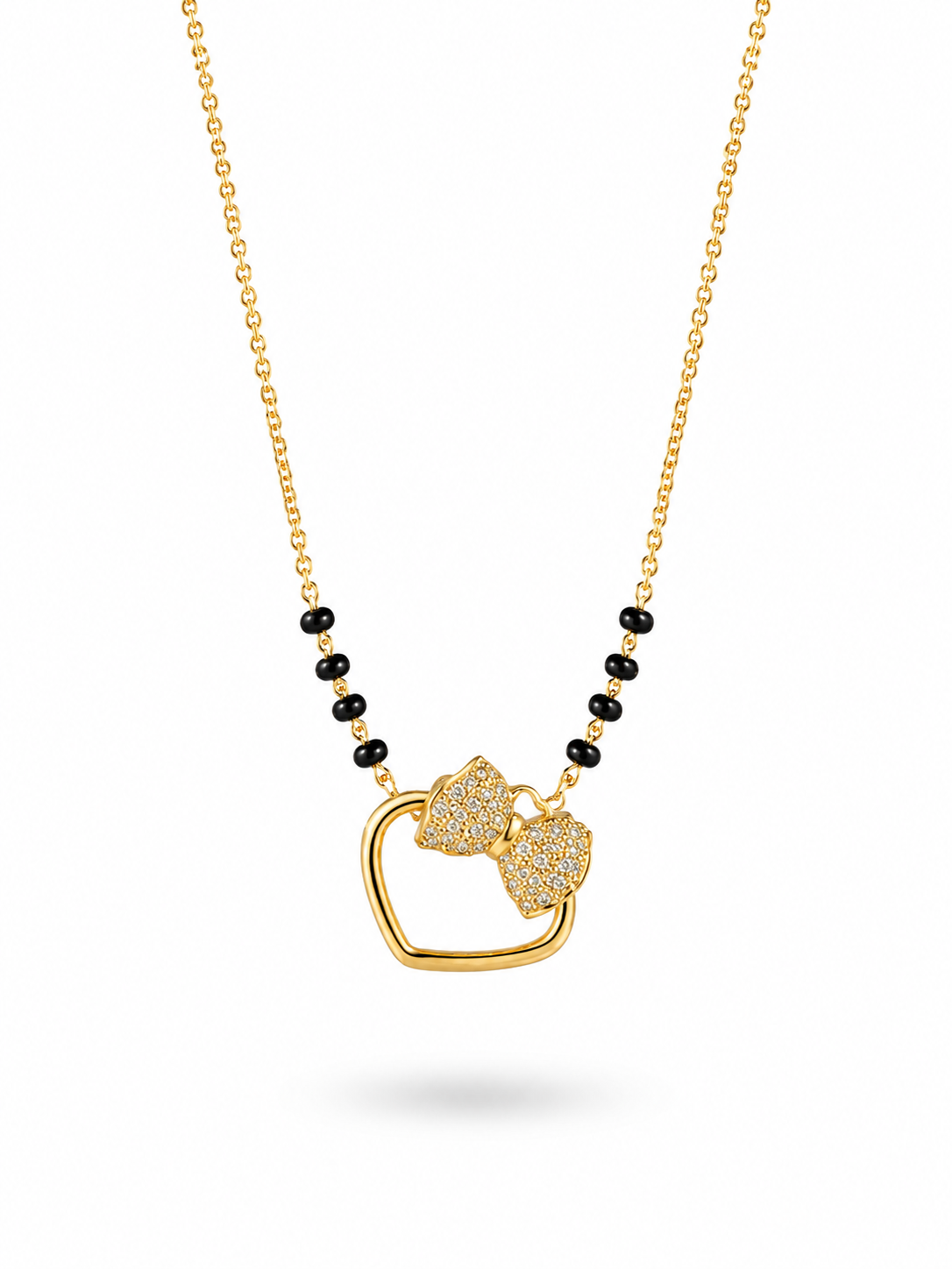Golden Heart Bow Mangalsutra Necklace