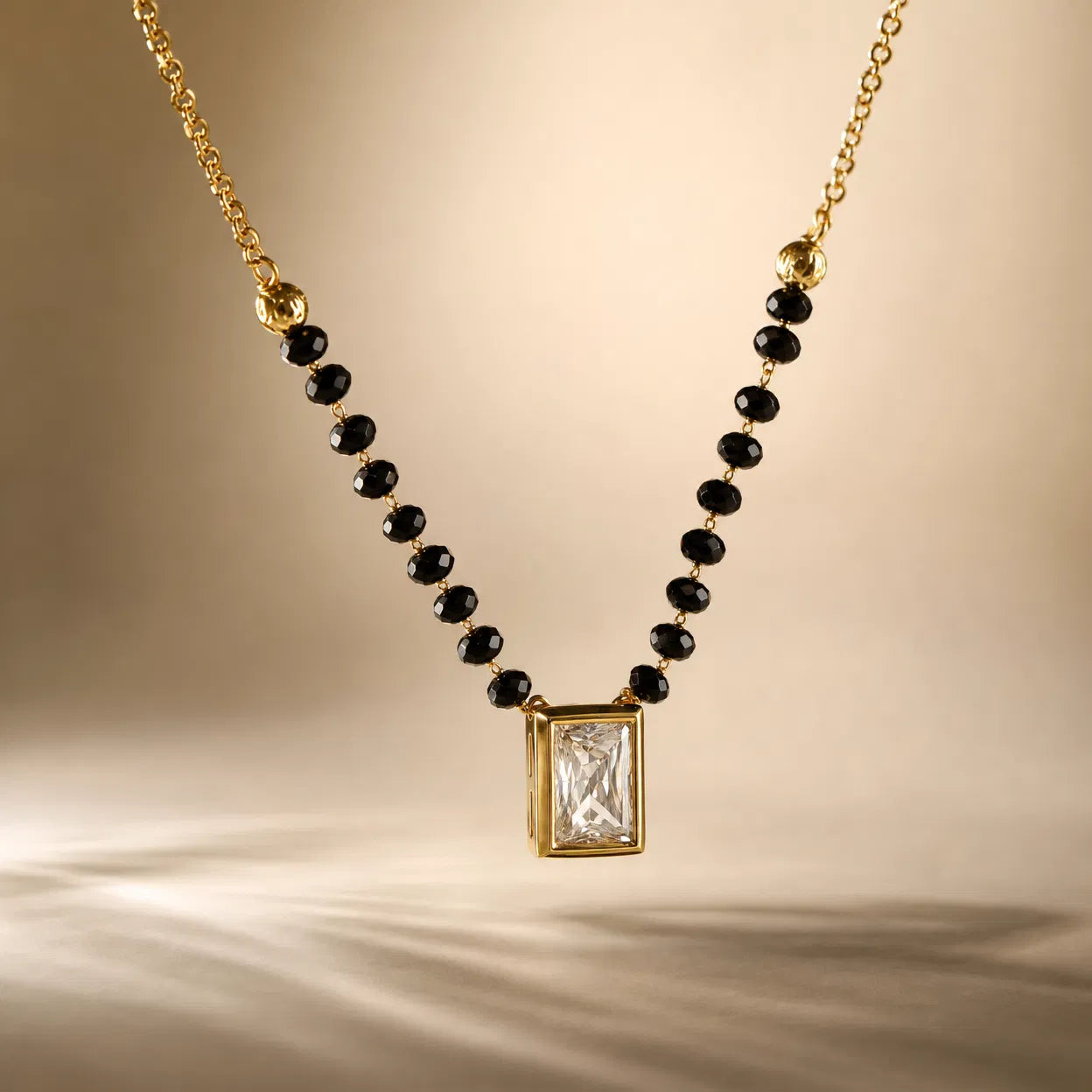 Elegant Emerald-Cut Diamond Mangalsutra