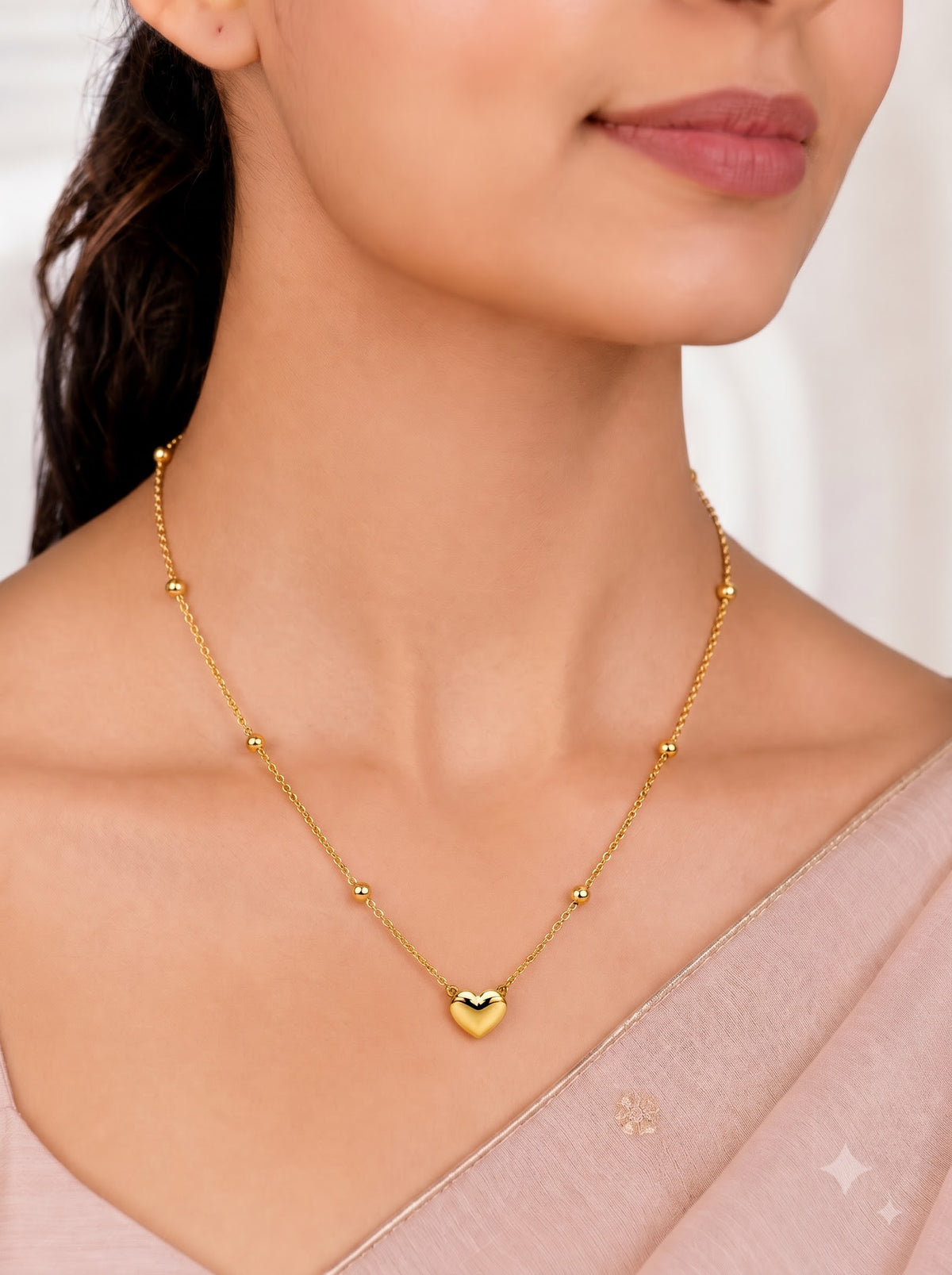 Golden Heart Grace Necklace