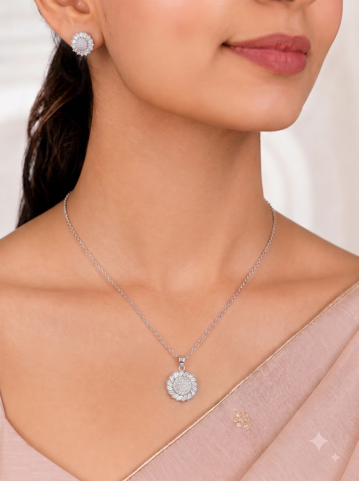 ✨ Celestial Sparkle Crystal Pendant & Earrings Set