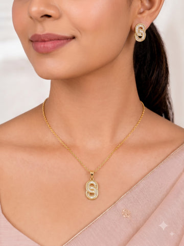 ✨ Infinity Sparkle Link Pendant & Earrings Set