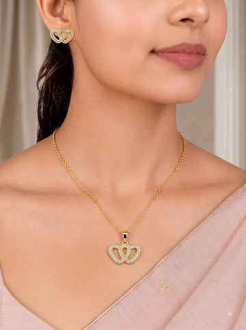 💞 Eternal Twin Hearts Necklace & Earrings Set