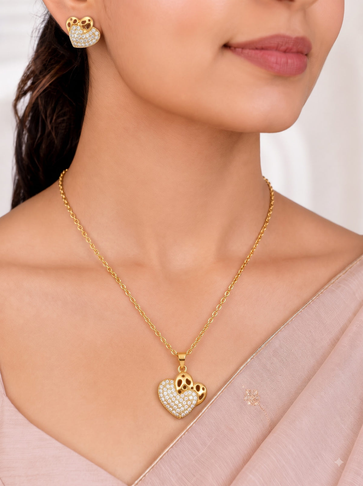 💖 Sparkling Heart Elegance Necklace & Earrings Set