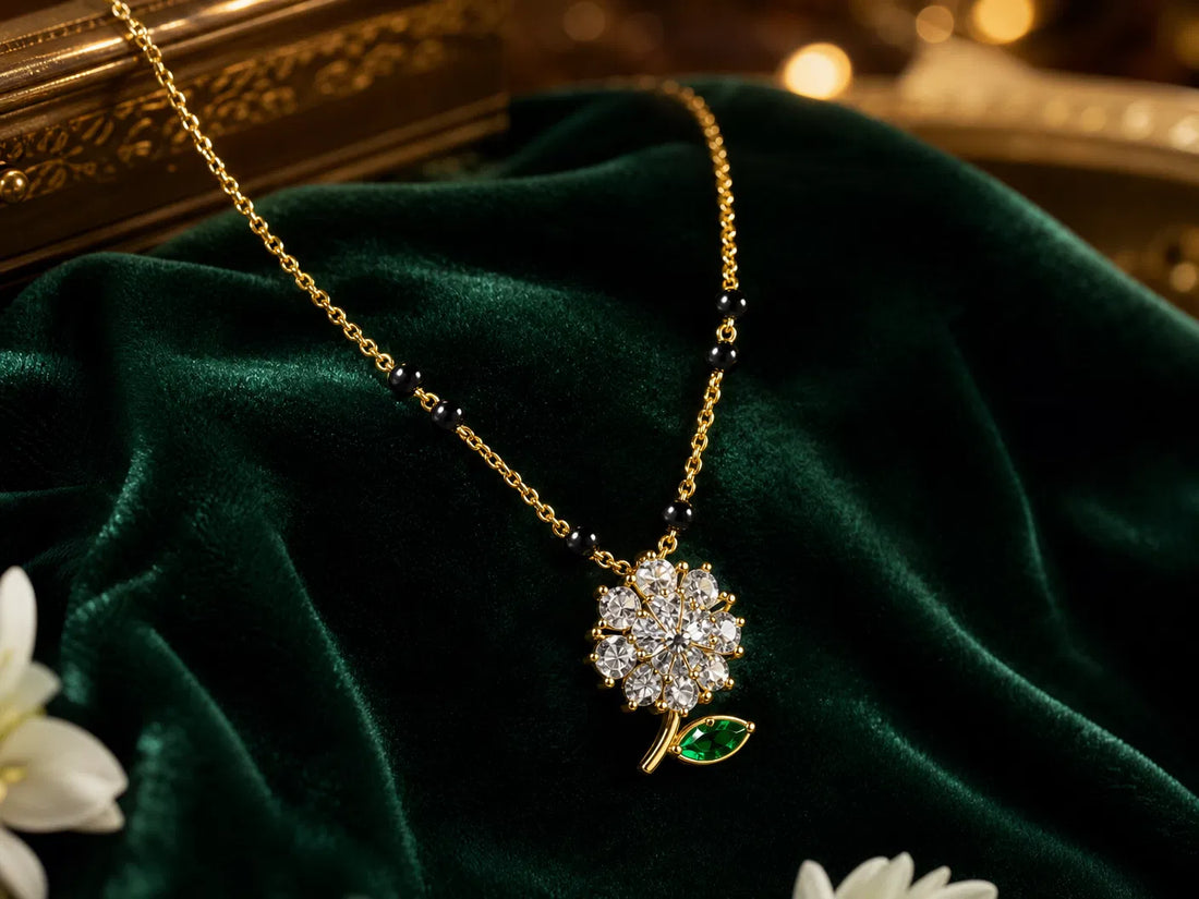 Emerald Bloom Charm Mangalsutra