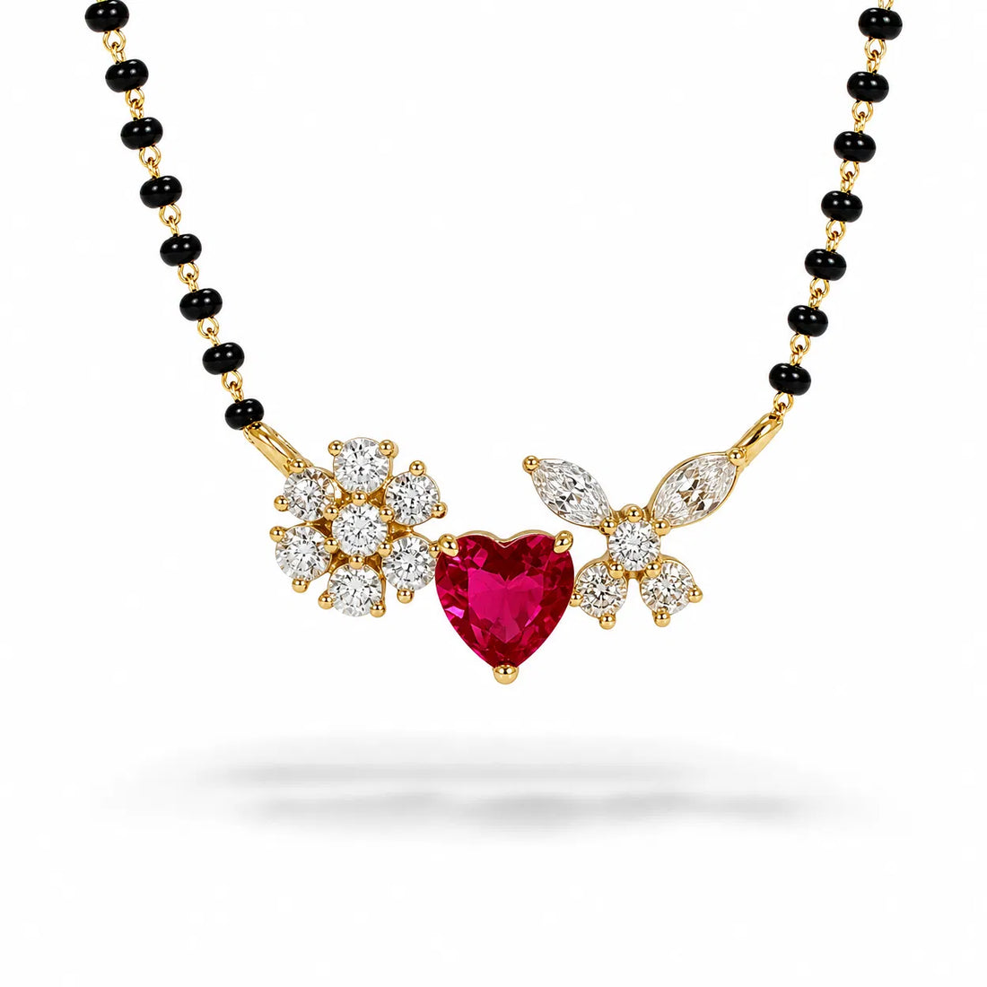Ruby Blossom Heart Mangalsutra