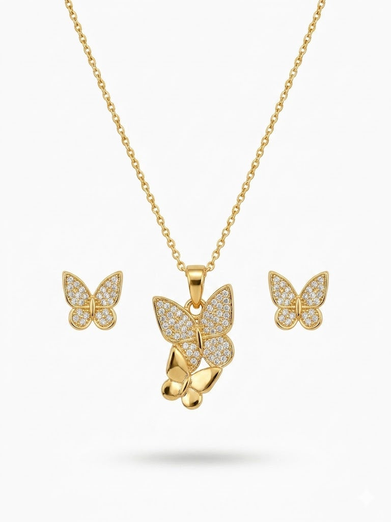 Golden Butterfly Elegance Jewellery Set