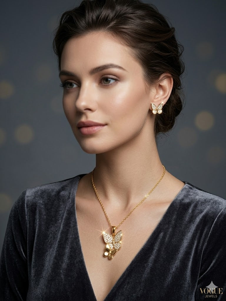 Golden Butterfly Elegance Jewellery Set