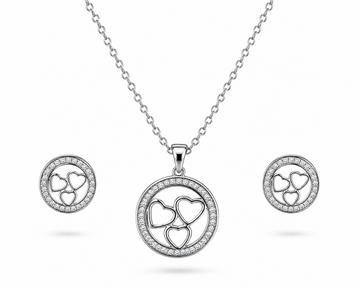💞 Triple Heart Sparkle Pendant & Earrings Set