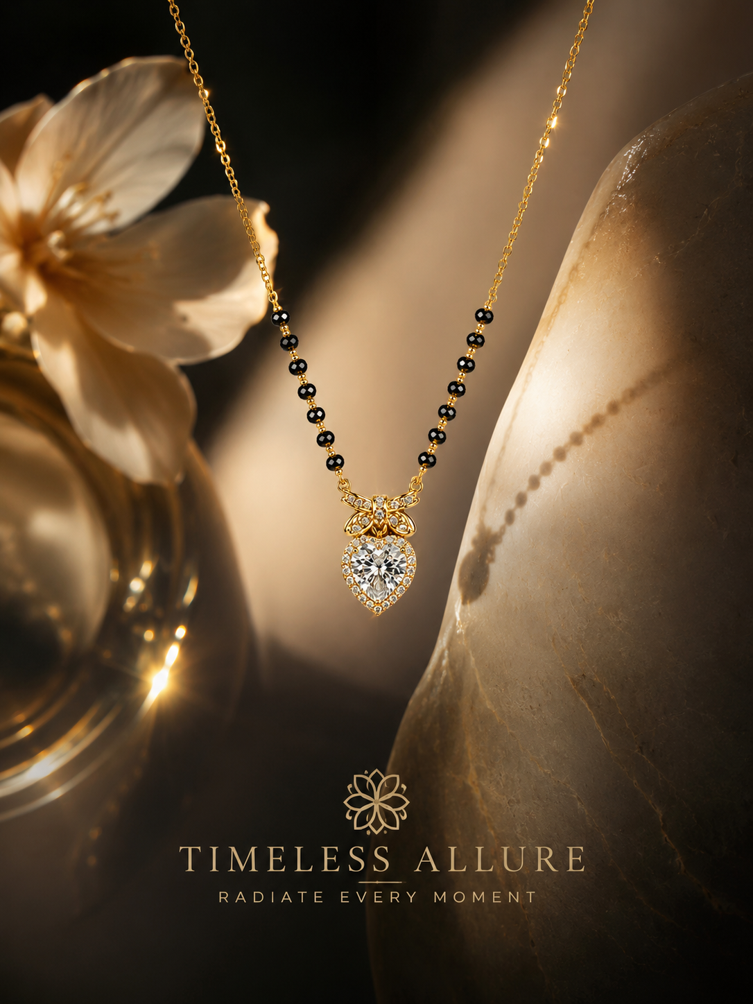 Flutter Heart Charm Mangalsutra