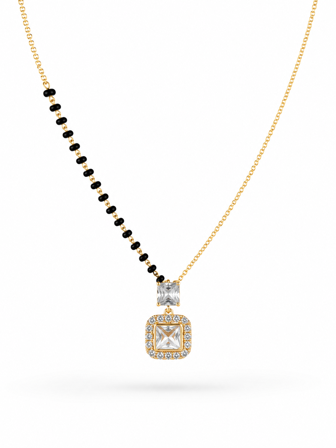 Golden Heart Bow Mangalsutra Necklace