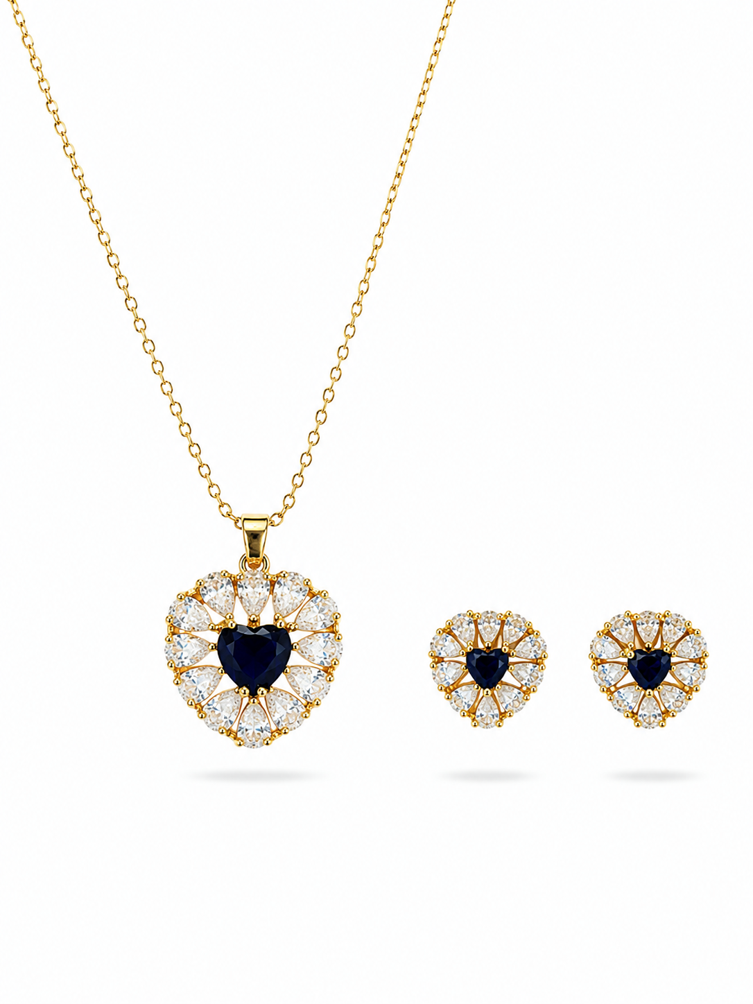 💙 Royal Sapphire Heart Pendant & Earrings Set