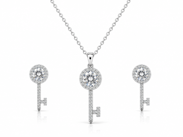 🔑 Crystal Elegance Key Pendant & Earrings Set