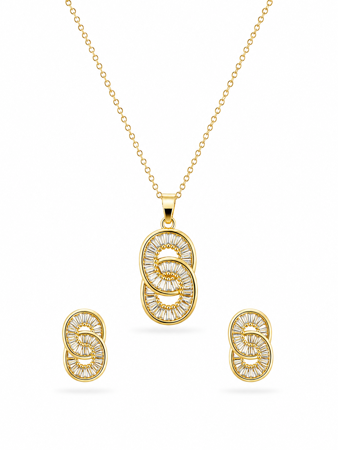✨ Infinity Sparkle Link Pendant & Earrings Set