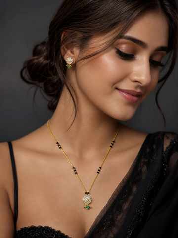 Emerald Bloom Charm Mangalsutra
