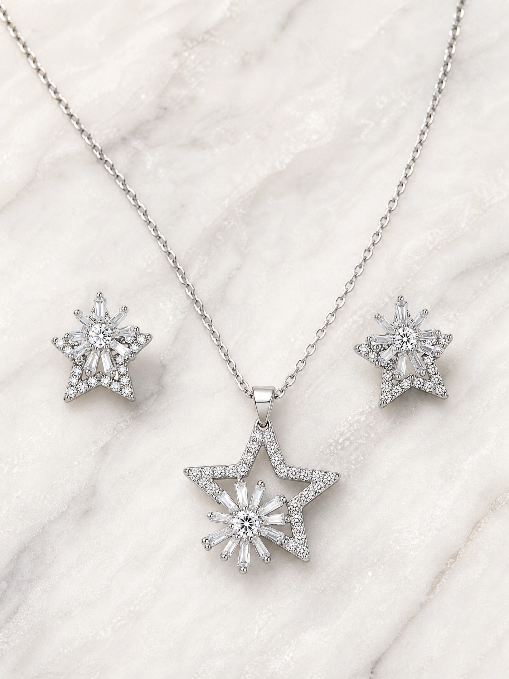 ⭐ Celestial Star Crystal Pendant & Earrings Set