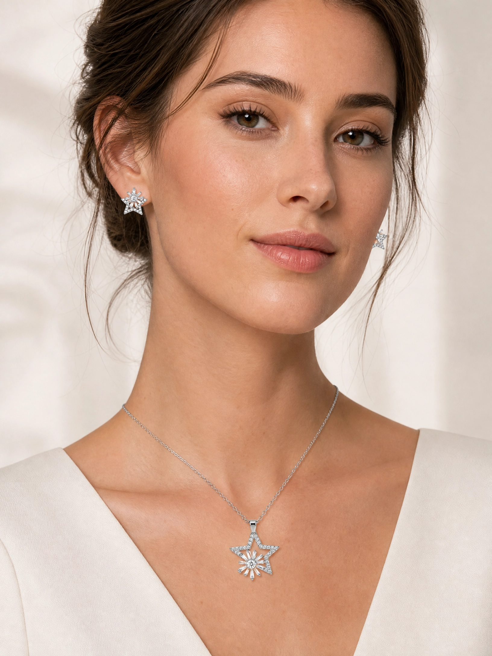 ⭐ Celestial Star Crystal Pendant & Earrings Set