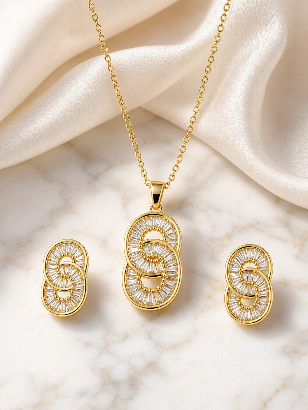 ✨ Infinity Sparkle Link Pendant & Earrings Set