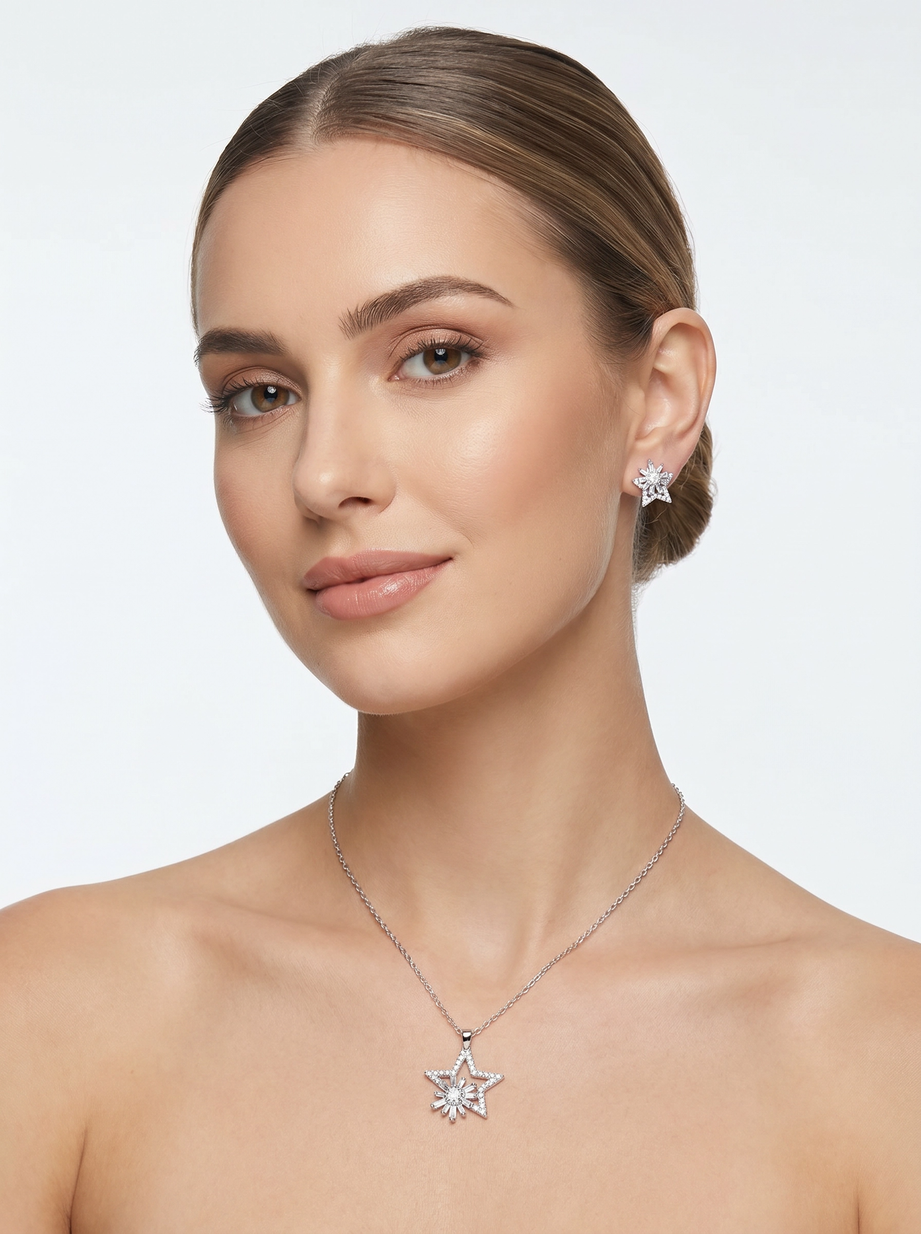 ⭐ Celestial Star Crystal Pendant & Earrings Set