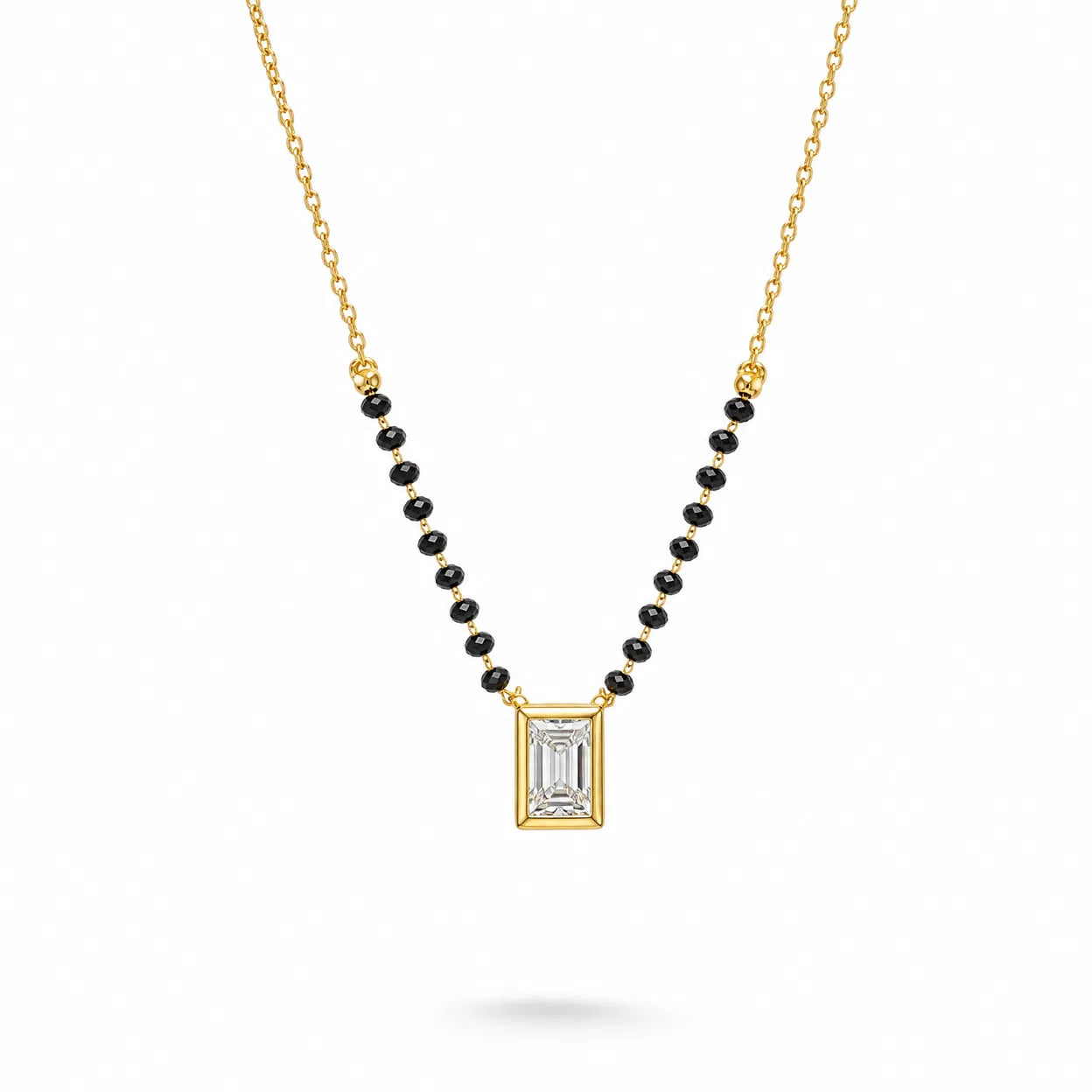 Elegant Emerald-Cut Diamond Mangalsutra