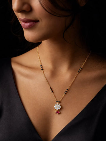 Floral Ruby Drop Mangalsutra